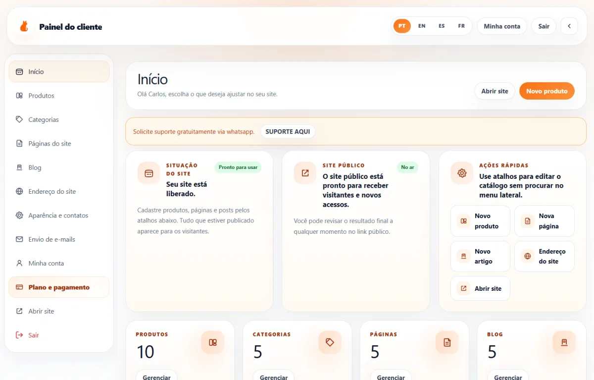 Updated Catalat client dashboard