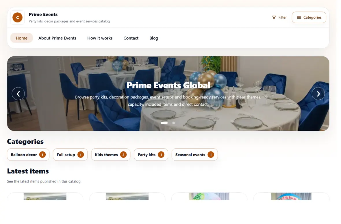 Events and party website